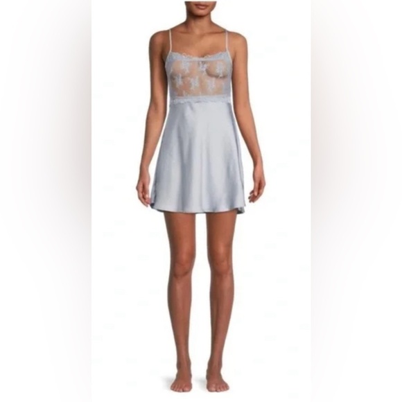 Free People Intimates Chemise Sheer Satin Sleepwear - Picture 1 of 5